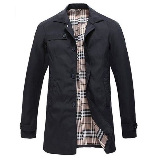 Trench-coat Homme Long - Coupe-vent Classique Avec Ceinture - Pour Mi-saison, Bureau, Occasions Décontractées