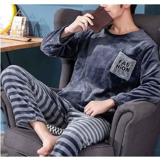 Ensemble Pyjama Hiver En Flanelle Douce Et Chaude - Tenue Confortable Pour La Maison