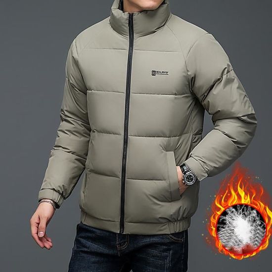 Doudoune épaisse Homme à Col Montant - Coupe Décontractée, Polyester Déperlant, Poches Zippées, Grandes Tailles