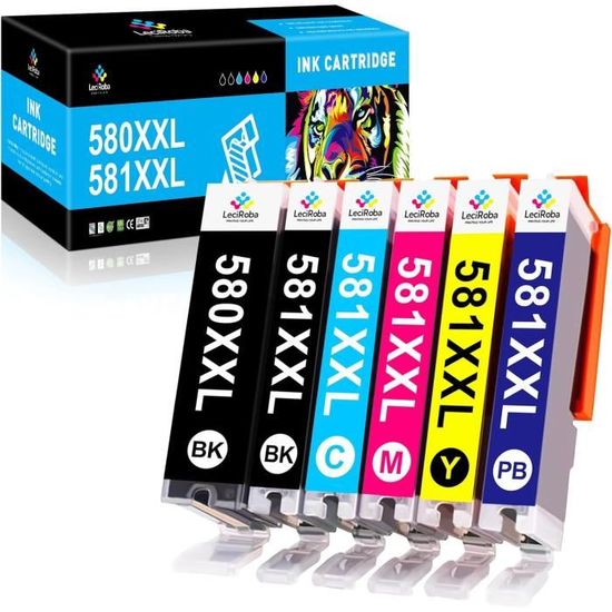 Lot 12 Cartouches D'encre Canon 580/581/551 – Noir, Cyan, Jaune, Magenta – Originales