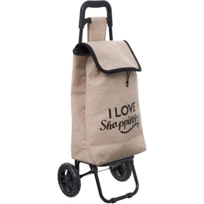 Chariots et sacs de courses - Chariot de course - Toile de jute - Noir 93 cm