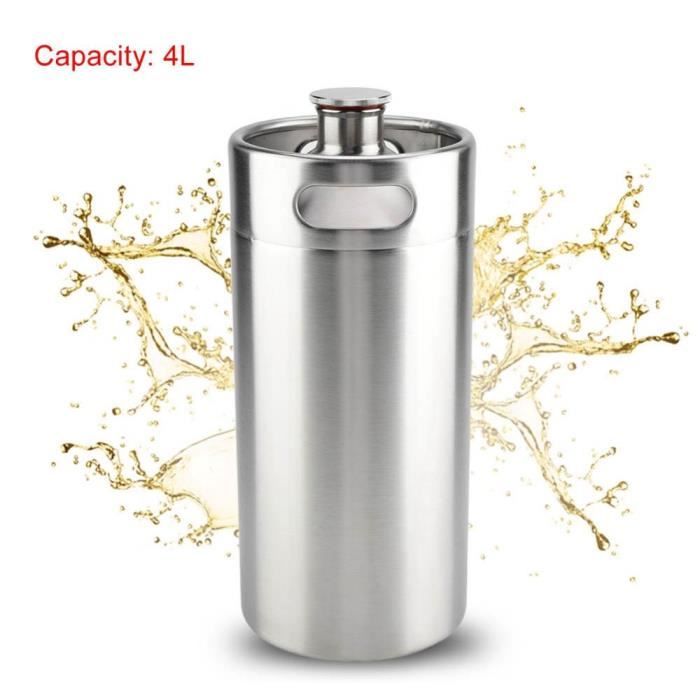 4L distributeur baril à bière vin en inox en acier inoxydable avec couvercle spiralé