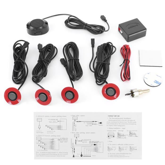 Nouveau Aide à l'inversion de capteur radar de recul intégré de voiture de 16,5 mm avec kit auxiliaire de sonnerie audio (gris)