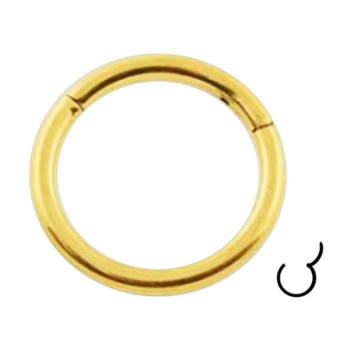Bijou Piercing Lèvre - Nez Anneau Segment Acier 316L Anodisé Doré Charnière VotrePiercing - 1.0 x 8 mm