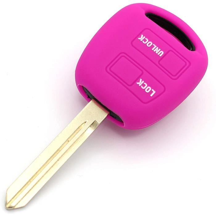 étuis à clés td pour 2 coque de clés de voiture de couverture de silicone de meilleur-folia (rose fluo)