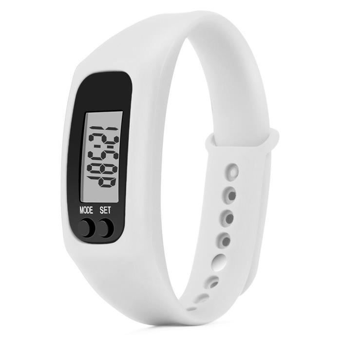 Nouveau podomètre montre électronique Distance de marche compteur calories numérique course kilomètre - Modèle: WHITE - HSJBQA09640