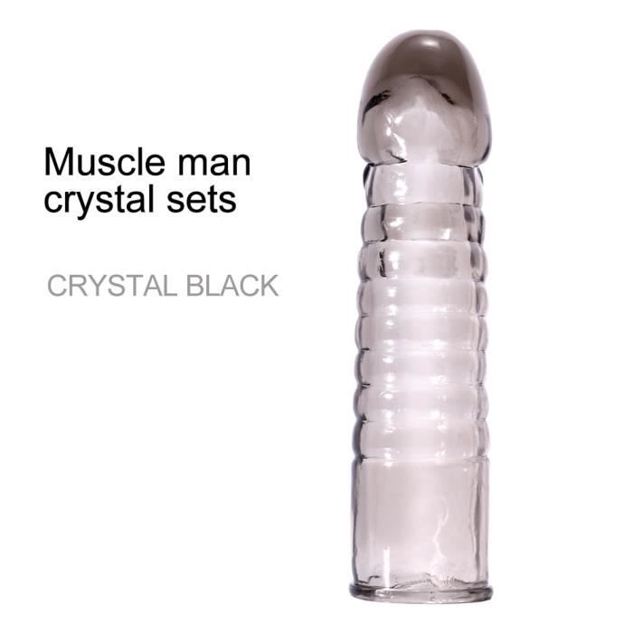 APPAREIL DE MASSAGE MANUEL,Agrandissement du pénis Silicone préservatifs réutilisables Extension du pénis mâle - Type Black