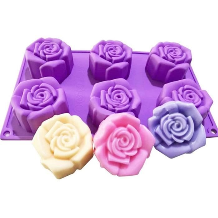 SHEANAON Moule à Gâteau en Silicone Fleurs de Rose Antiadhésifs Moule à pâtisserie en Silicone pour Chocolat Mousse Desserts Muffins