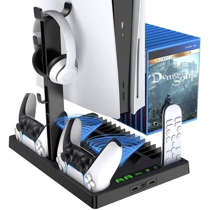 Support vertical refroidissant pour console PS5,avec double port pour manette,compatible avec la console PlayStation 5