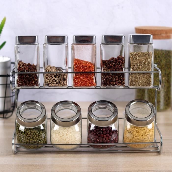 Pot a épices,Ustensiles de cuisine verre Condiment bouteille boîte de réception combinaison réservoir de sel Condiment - Type Suit