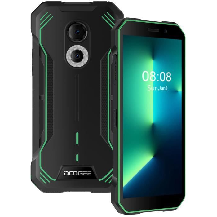 Smartphone DOOGEE S51 4Go 64Go Android 12 Écran 6.0 pouce HD+ 5180mAh 12MP NFC IP68 Étanche Robuste Téléphone - Vert