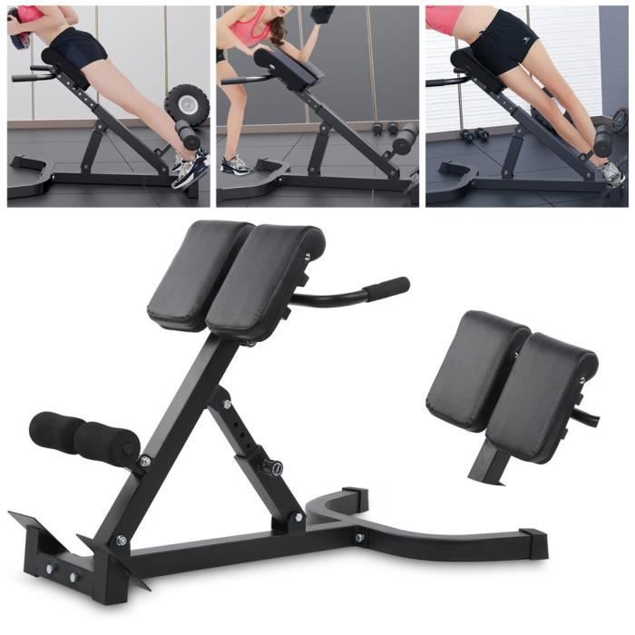 Banc de Musculation pour Dos - Pliable, Réglable en Hauteur - Appareil Hyper Extension, pour Abdominaux, Fitness - noir -JNG