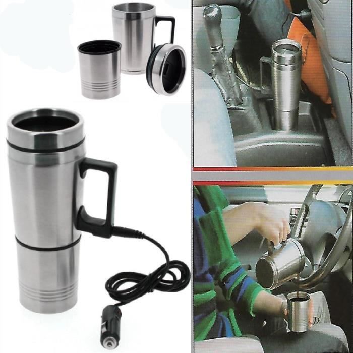 Tasse chauffante de voiture, de voyage GRUNDIG en acier inoxydable de 12V 0.5L Allume Cigare