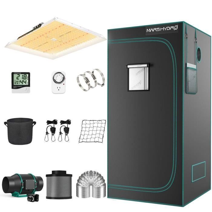 Mars Hydro TSW 2000 Led Grow Light et 120x120x200cm Tente d'intérieur Kits complets de culture Veg Flower