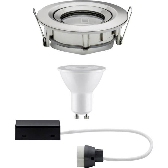 SPOTS - LIGNE DE SPOTS | Spot encastrable pour salle de bains GU10 Paulmann 92899 blanc chaud 7 W Nova fer (brossé)