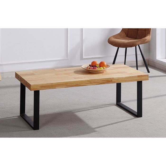 Table basse coloris noir - chêne nordique, Longueur 120 x largeur 60 x hauteur 43,50 cm