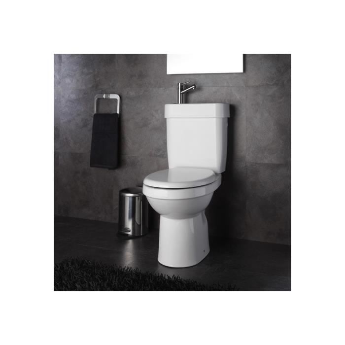 Ensemble wc à poser céramique 2 en 1 lave mains intégré - Sortie Verticale