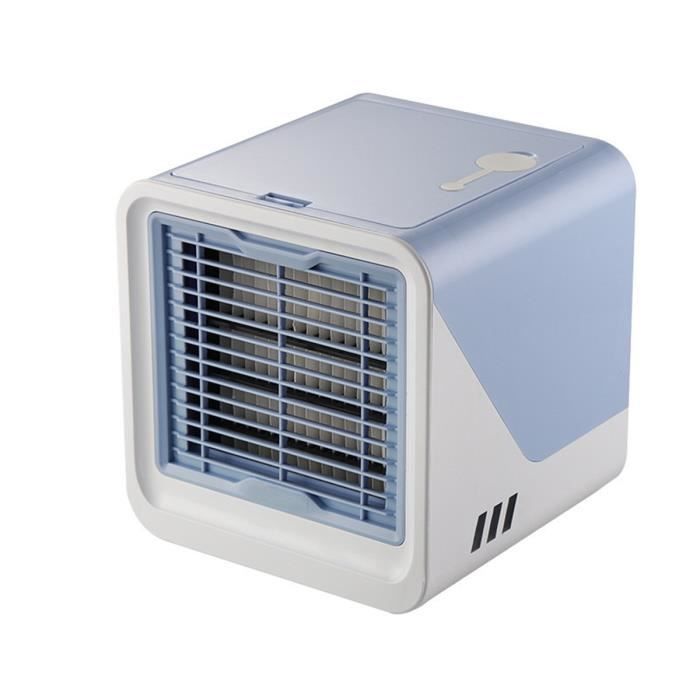 DC 5V USB Mini Climatiseur Portatif Ventilateur climatisation humidificateur Maison Bureau Table Portable LED Lumière -BLEU