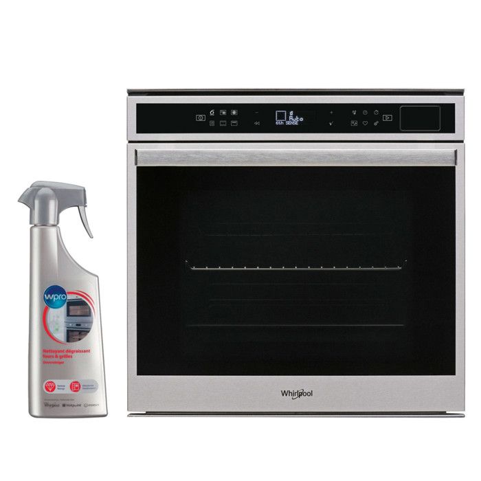 WHIRPOOL Four multifonction 73L Pyrolyse Inox anti-trace, XXL 73L, chaleur pulsée