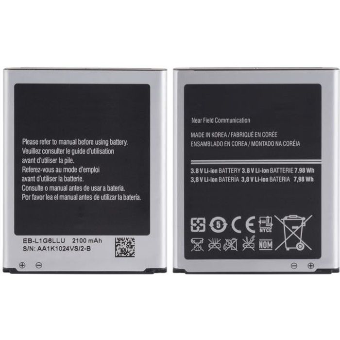 Batterie de rechange Li ion Samsung Galaxy S3 SIII 2100mAh EB L1G6LLU BC793