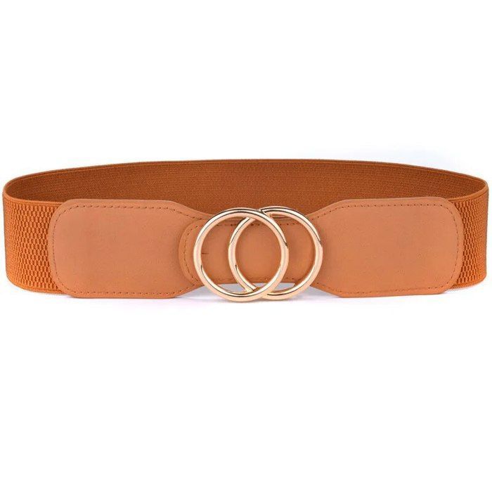 TIESOME Ceinture Large Élastique Femme - Double Anneau O Vintage - 74cm Réglable - Style Bohème