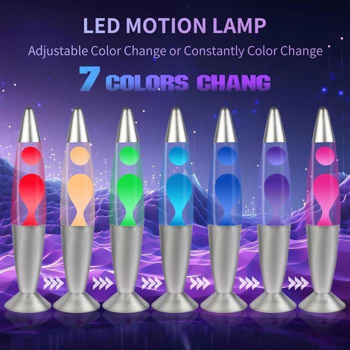 Lampe Lave LED Multicolore à Mouvement liquide de Cire - Lampe Magma Lampe Lave Fusée - Verre Robuste