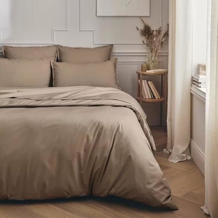 Parure de lit - Haute Qualité - 5 pièces - 100% Coton - 140x190 cm - Marron