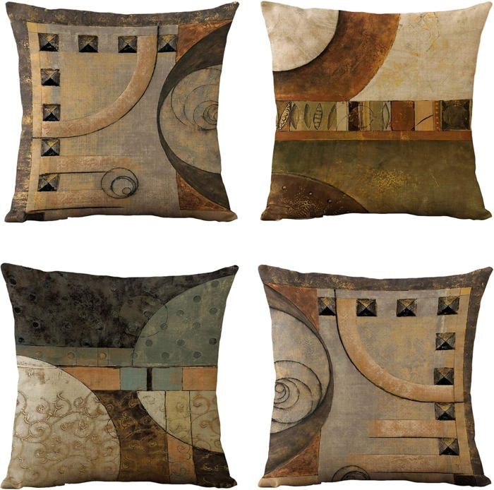 Lot de 4 taies doreiller décoratives géométriques vintage taies doreiller taies de coussin 45*45 cm pour salon canapé et lit