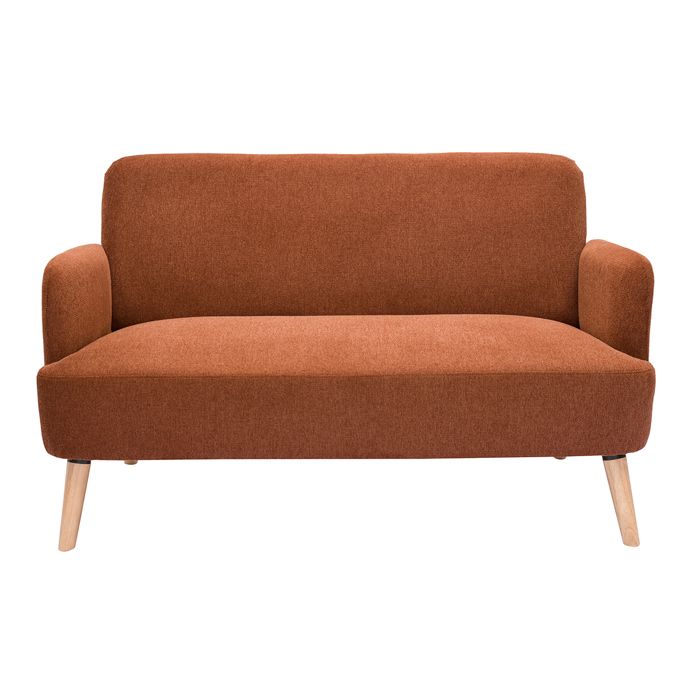 Miliboo - Canapé scandinave 2 places en tissu effet velours texturé terre brûlée et bois clair ISKO Miliboo - Canapé scandinave 2 places en tissu effet velours texturé terre brûlée et bois clair ISKO