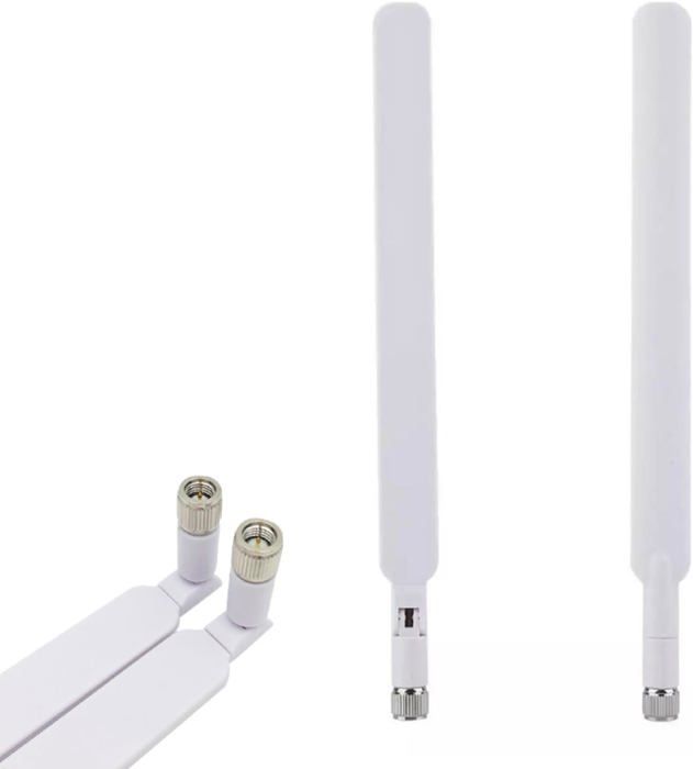 Vecys Lot De 2 Antennes 4G LTE 5G SMA Mâle 15dBi – Antenne Bâton Omnidirectionnelle Haute Performance 600-6000 MHz Blanche Pour Routeur Booster Signal