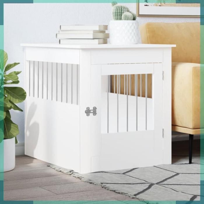 Comparer les prix de ASHATA Meuble de cage pour chiens blanc 64,5x80x71cm bois d'ingénierie -FHE838330