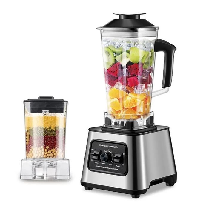 Blender multifonction professionnel - 6000 W - 9 vitesses - 2 en 1 - 2 5 L - Avec 4 lames en acier inoxydable - Robot culinaire