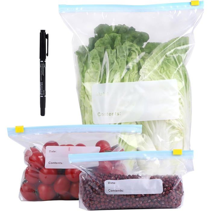 60 Sacs De Congélation Réutilisables LALAGO - 3 Tailles - Zip Étanche - Pour Aliments, Sans BPA