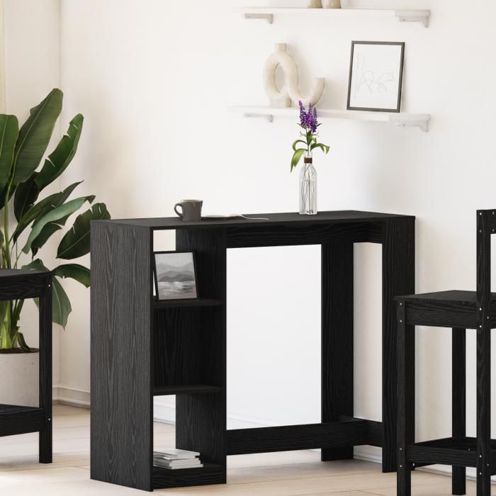 Table de bar avec étagère en chêne noir 1025x46x1035 cm en bois reconstitué