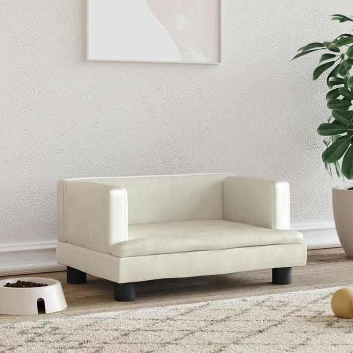 Lit pour chien - vidaXL - Crème - Velours - 60x40x30 cm - Cadre en bois de pin Lit pour chien - vidaXL - Crème - Velours - 60x40x30 cm - Cadre en bois de pin