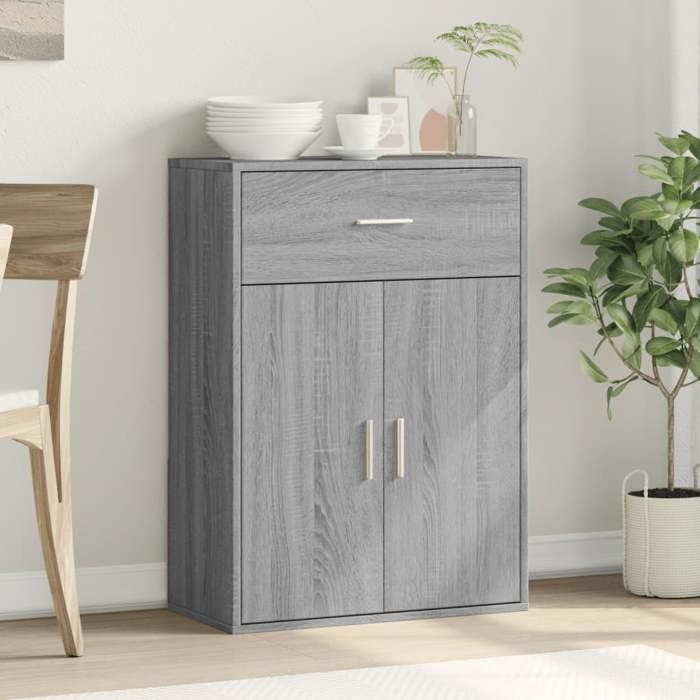 Buffet en bois dingénierie - vidaXL - Sonoma gris - 60x30x84 cm - Capacité 75 kg - Assemblage requis