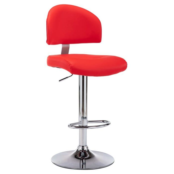 Tabourets de bar en similicuir - vidaXL - Lot de 2 - Rouge - 43x47x(98-119) cm - Pivotement à 360 degrés - Repose-pied