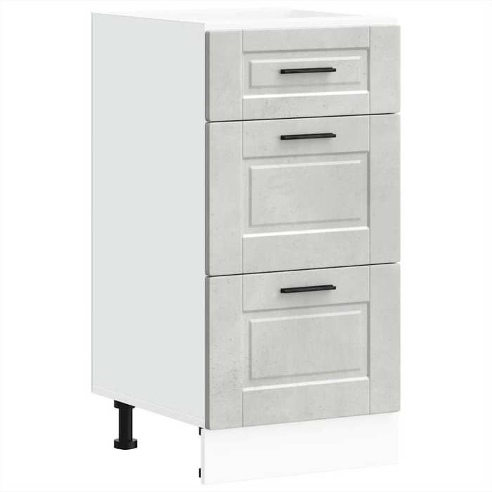 Armoire de cuisine en bois dingénierie - JILL - Porto - Gris béton - 40x46x815 cm - Pieds réglables - Capacité 50 kg