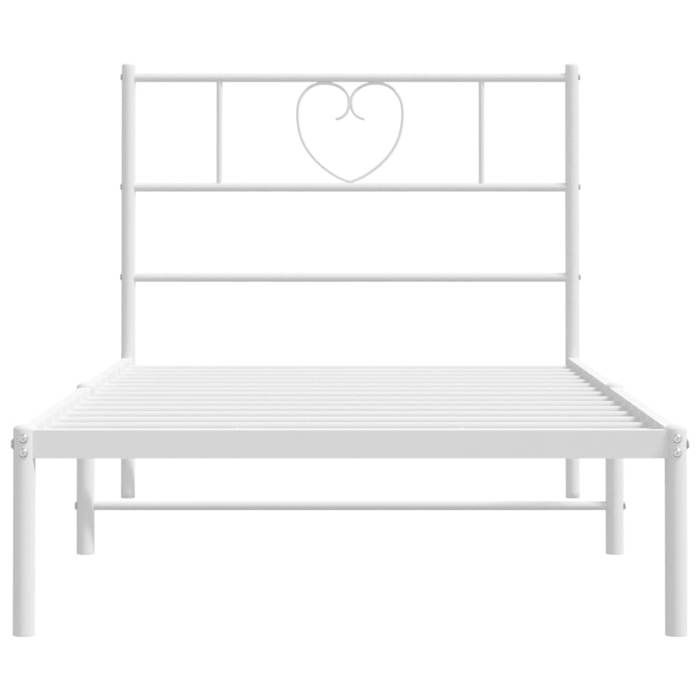 Métal Cadre de lit - BURKE - sans matelas - 1 PERSONNE - avec tête de lit - blanc 90x200cm BB1772