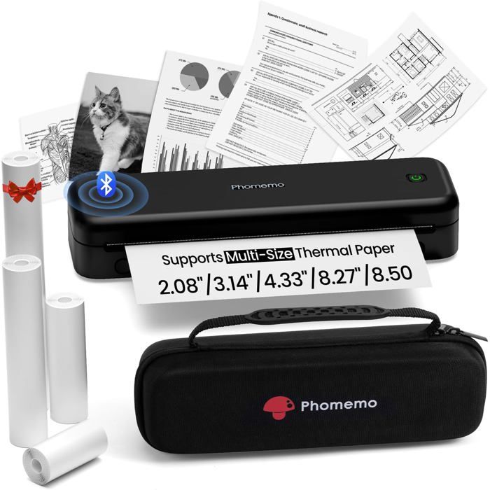 Phomemo P831 Imprimante Thermique, 300DPI Imprimante Portable A4 Compatible avec Android et iOS