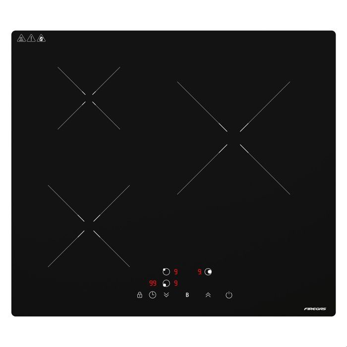 FIREGAS Plaque Induction 60 cm - 3 Foyers, 7400 W, Chauffage Rapide, Design Moderne, Haute Performance