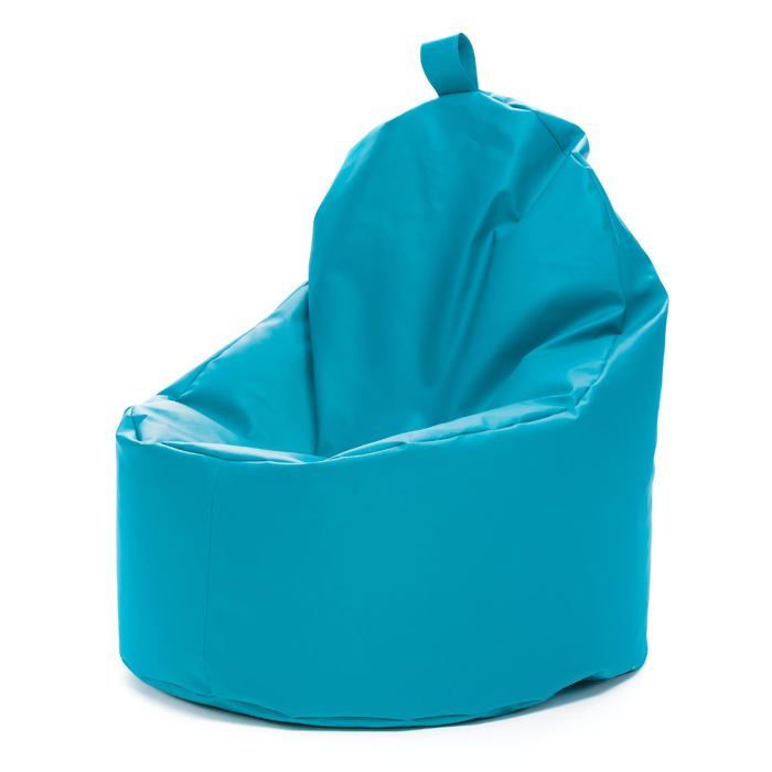 Pouf rembourré en similicuir siège ergonomique billes de polystyrène double fermeture anti-perte Turquoise E20 70x75cm