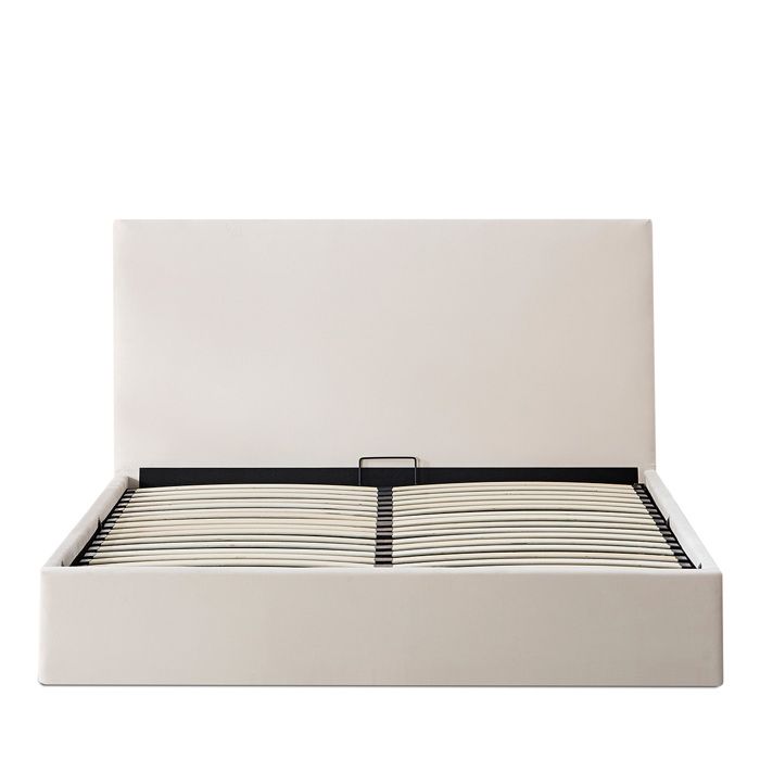 Lit coffre velours beige Nemesis 140x190 cm