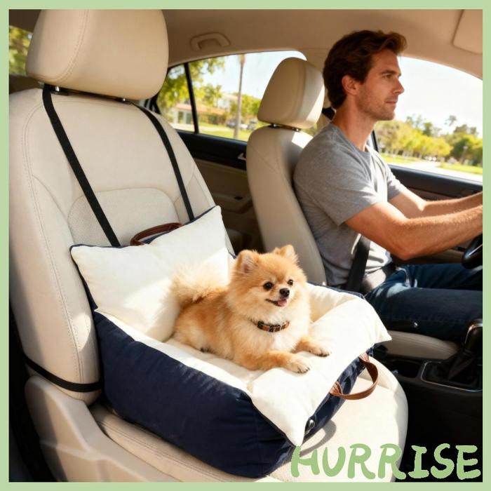 Cocosity Siège Auto Pour Chien Avec Ceinture De Sécurité Et Fixation Siège De Voiture Pour Chien Rembourré 49X53X36Cm Bleu Marine