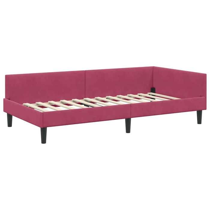 Structure de lit double(1 pc) - VIDAXL - Montage Facile - dangle avec tête de lit - Bordeaux 100 cmx200 cm L1517