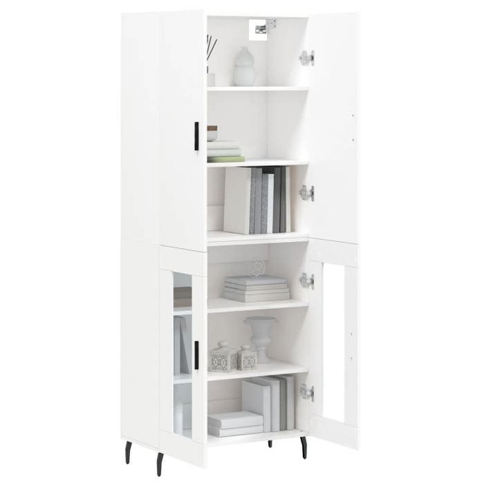 Vaisselier de cuisine - Blanc - Buffet haut - SWEETY - avec rangement - Blanc 69 5x34x180cm - Bois dingénierie LH2533338