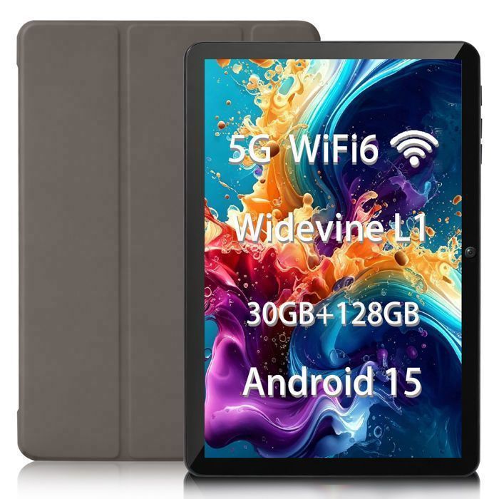 Tablette Tactile 10 HD Android 15 Tablet PC  30 GB RAM+128GB ROM Octa-core CPU 5/2.4Ghz &WiFi 6 /GPS Tablet PC with Case