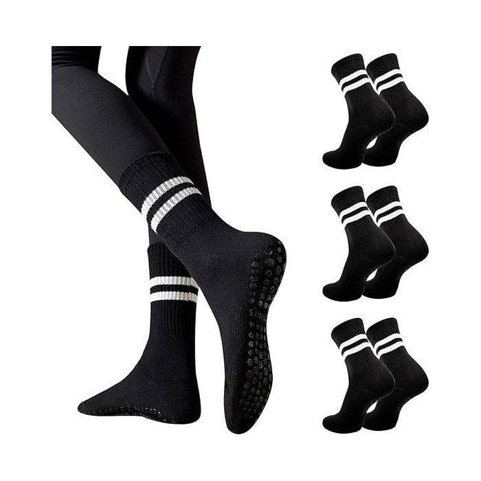 Lot de 3 paires de chaussettes antidérapantes chaussettes de sol chaussettes 100% coton chaussettes antidérapantes taille uniqu