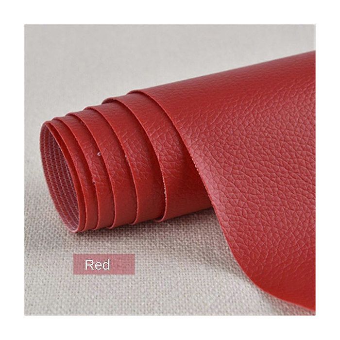 Patch adhésif simili cuir réparation meubles 30 x 137 cm rouge autocollant pour canapé et chaise