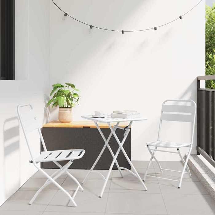 VIDAXL Ensemble bistrot (3 pcs) - ANTI-UV - Blanc Acier 55x55x72.5 cm M9196